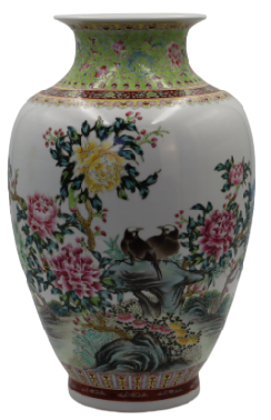 清乾隆年制款粉彩富贵白头花鸟纹瓶